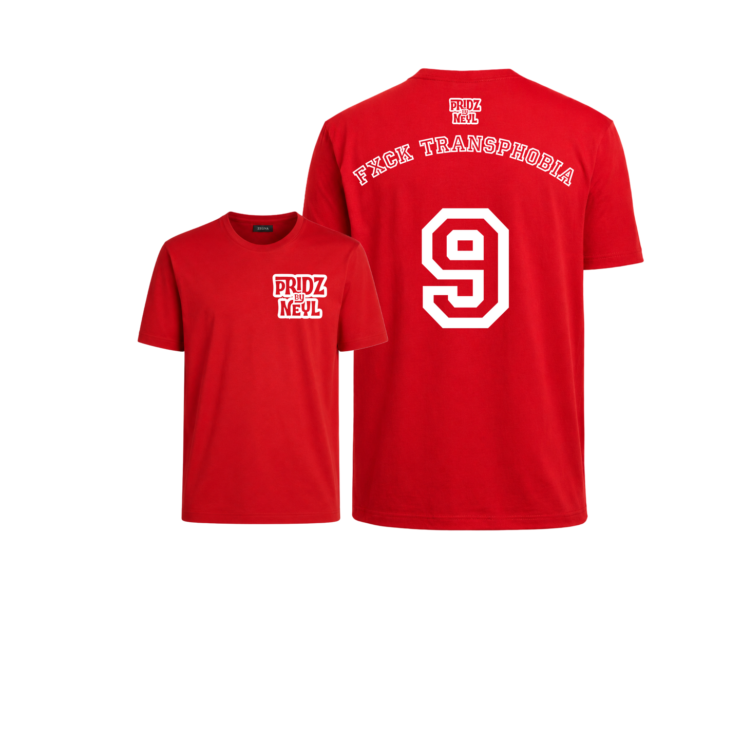 T-SHIRT - Pridzbyneyl - FXCK TRANSPHOBIA - Rouge Blood Edition