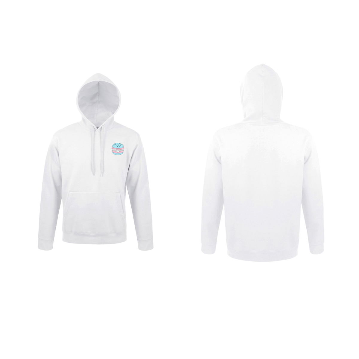 Sweat Fierté Trans Burger -  Hoodie Trans Bleu Rose Blanc