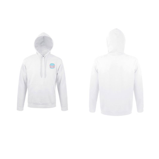 Sweat Fierté Trans Burger -  Hoodie Trans Bleu Rose Blanc